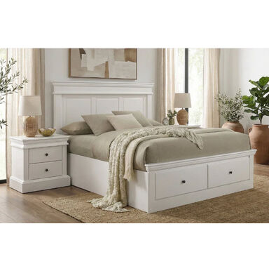 Dove bedroom suite in white with panelled bed frame 