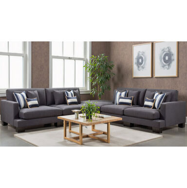 Manhattan 4 seater fabric modular sofa with ottoman in a mod