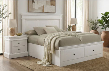 Dove bedroom suite in white with panelled bed frame 