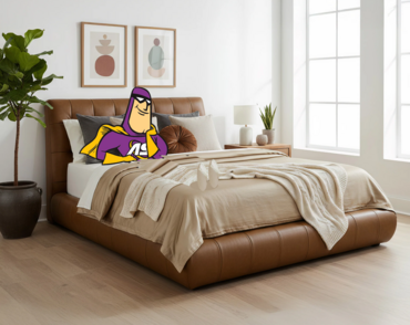 Sophia leather-look bed with padded headboard.